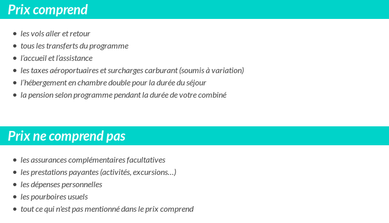 Conditions tarifaires