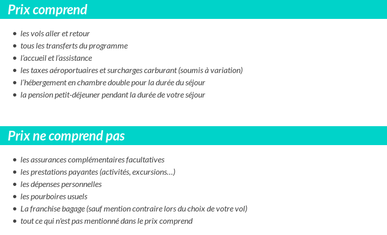 Conditions tarifaires