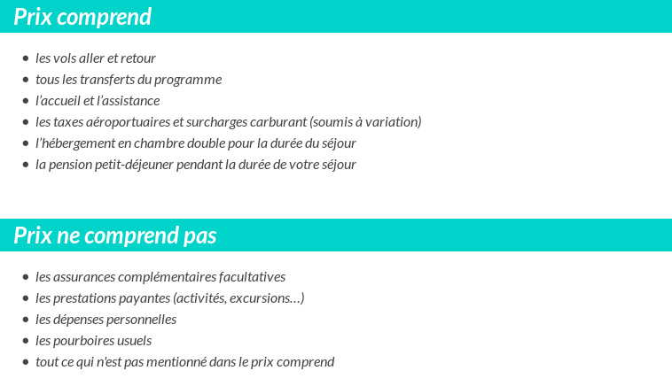 Conditions tarifaires