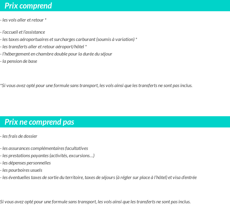 Conditions tarifaires