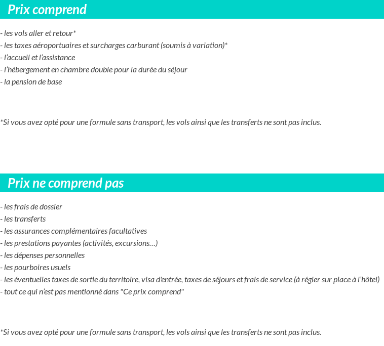 Conditions tarifaires