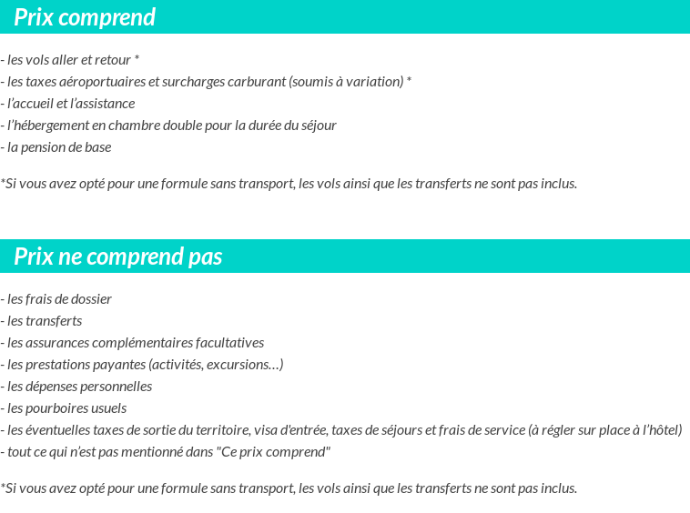 Conditions tarifaires