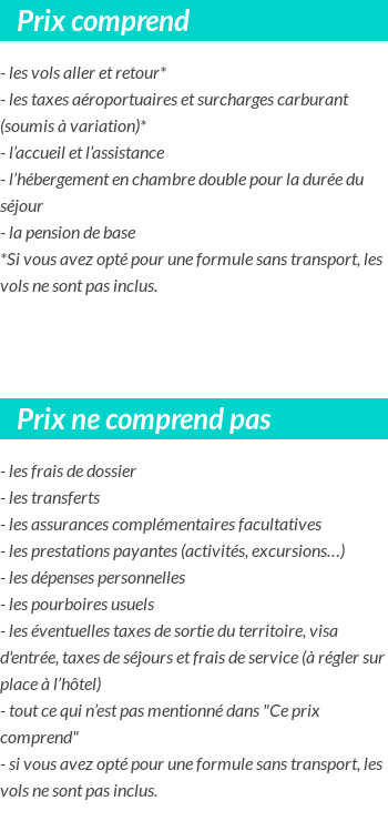 Conditions tarifaires