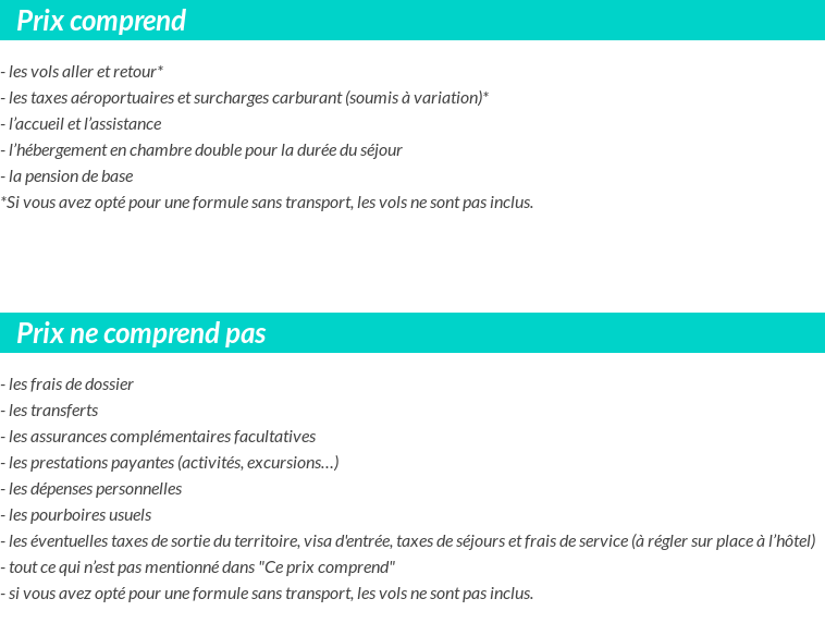 Conditions tarifaires