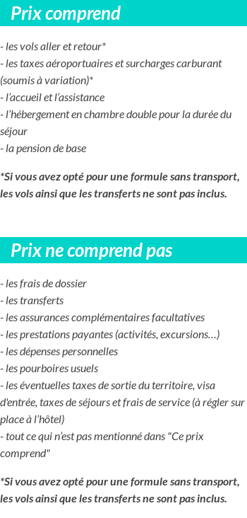 Conditions tarifaires