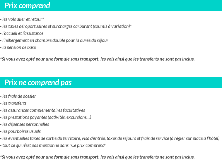 Conditions tarifaires