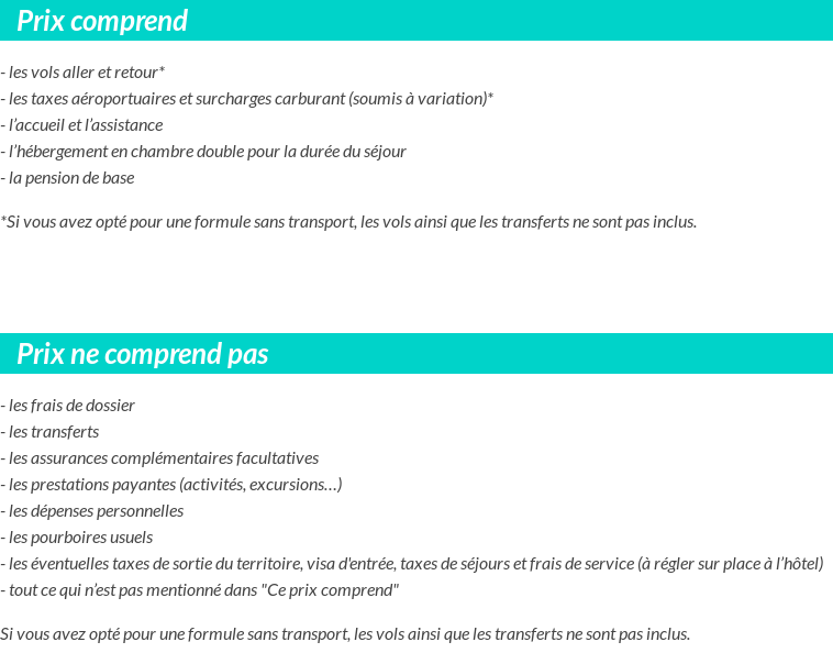 Conditions tarifaires
