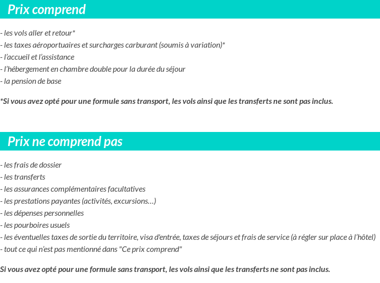 Conditions tarifaires