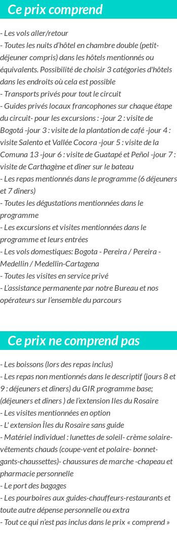 Conditions tarifaires