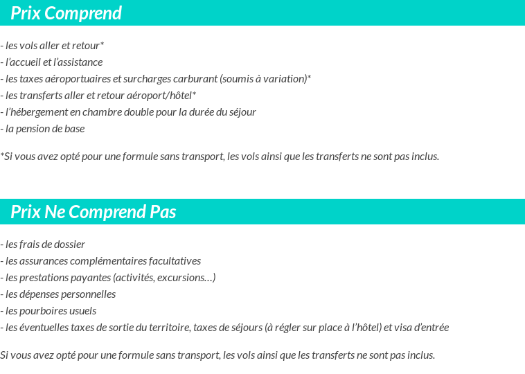 Conditions tarifaires