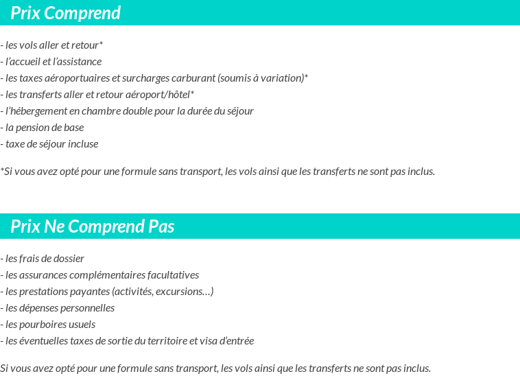 Conditions tarifaires