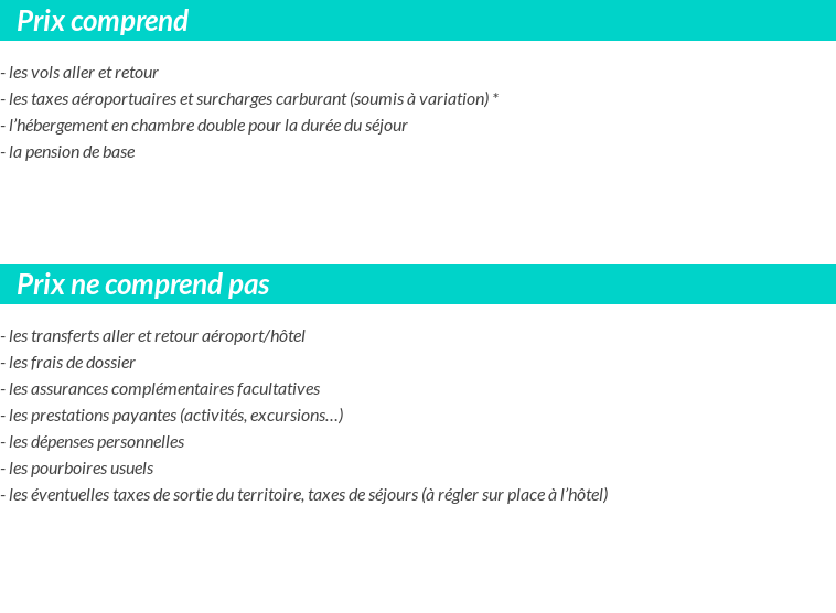 Conditions tarifaires