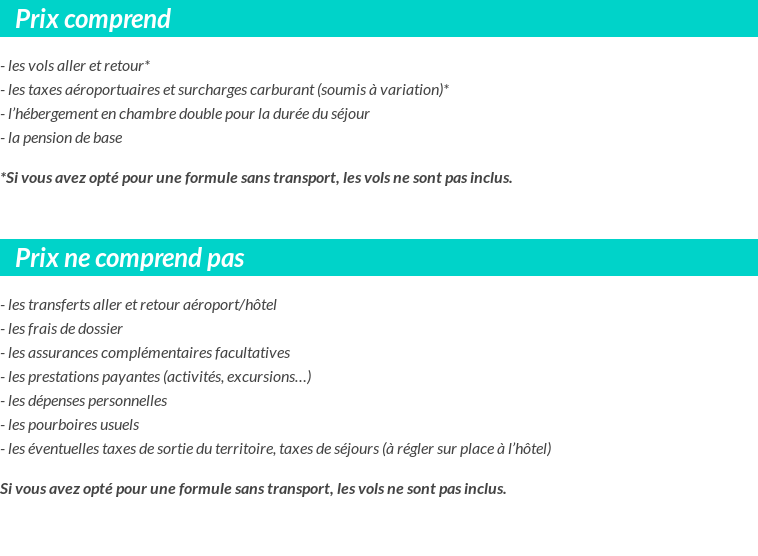 Conditions tarifaires