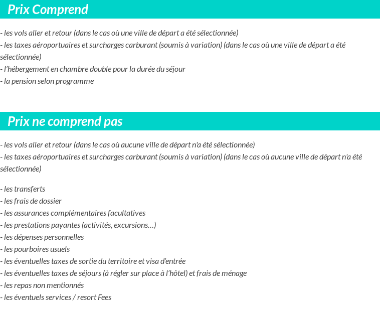 Conditions tarifaires