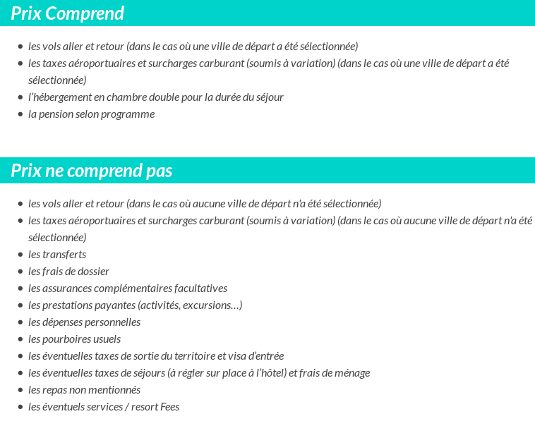 Conditions tarifaires