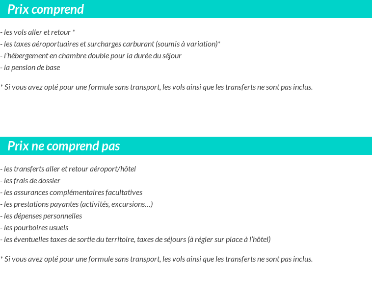 Conditions tarifaires