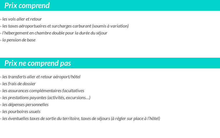 Conditions tarifaires
