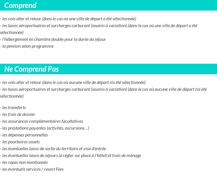 Conditions tarifaires