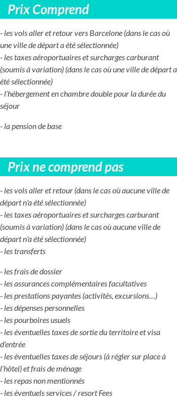 Conditions tarifaires