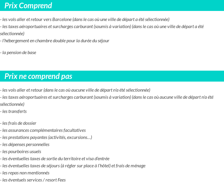 Conditions tarifaires