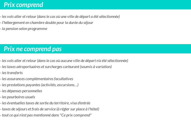 Conditions tarifaires