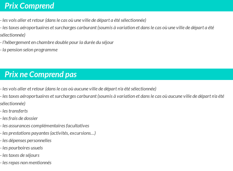 Conditions tarifaires
