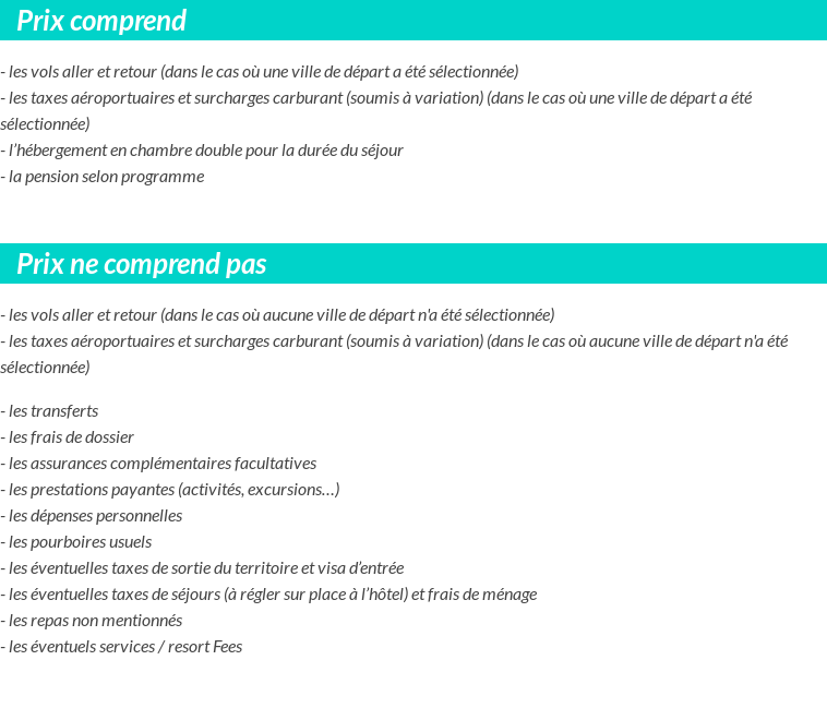 Conditions tarifaires