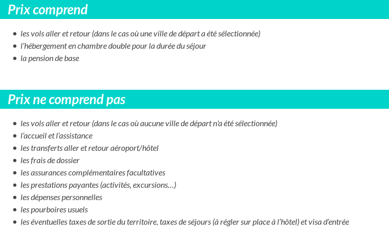 Conditions tarifaires