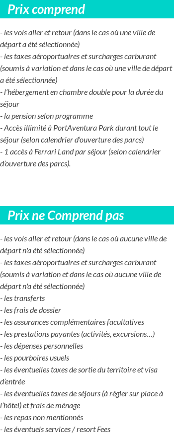 Conditions tarifaires