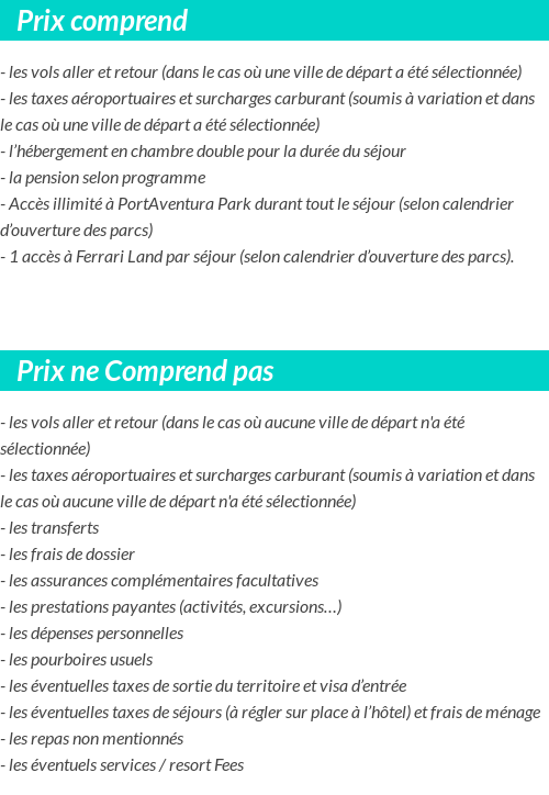 Conditions tarifaires