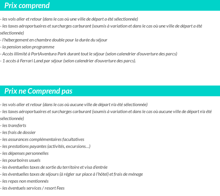 Conditions tarifaires