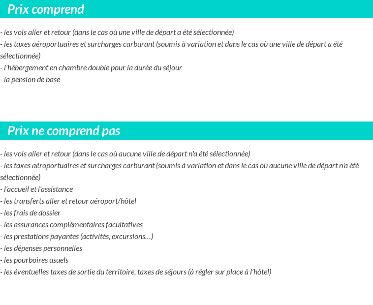 Conditions tarifaires