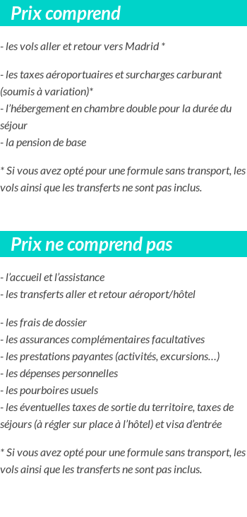 Conditions tarifaires