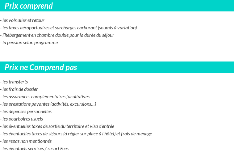Conditions tarifaires