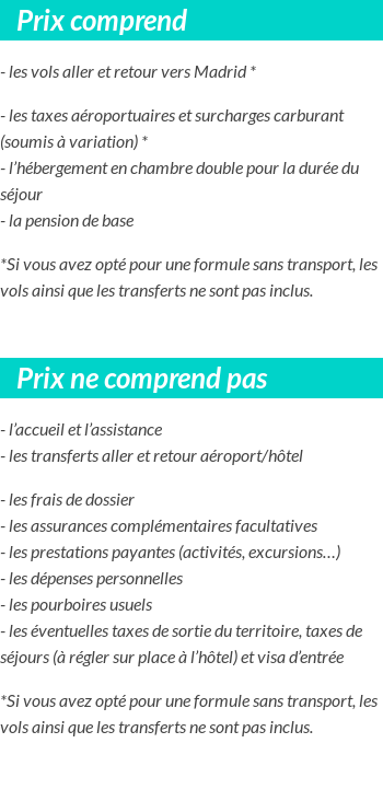 Conditions tarifaires