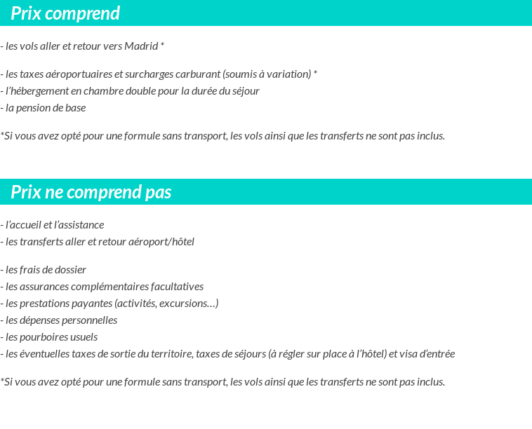 Conditions tarifaires