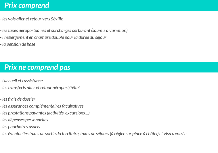 Conditions tarifaires