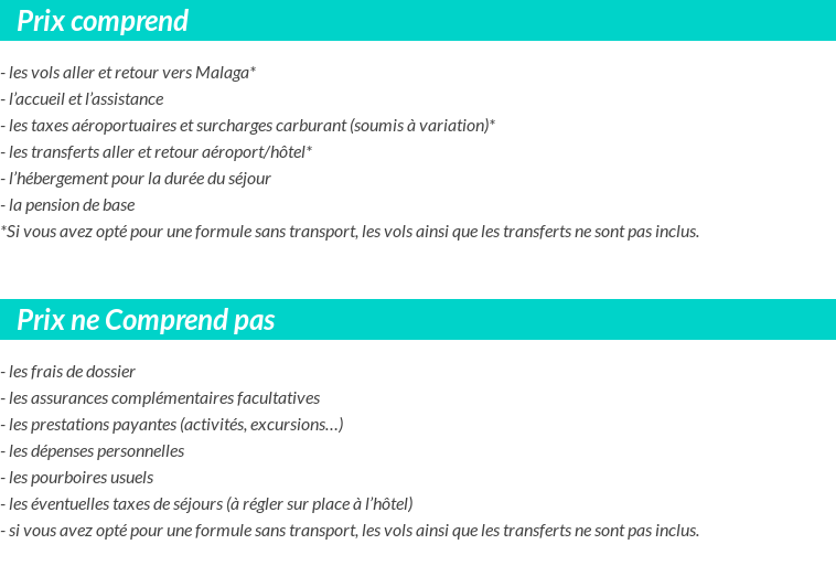 Conditions tarifaires