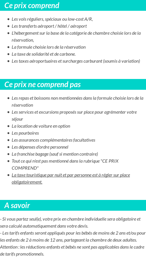 Conditions tarifaires