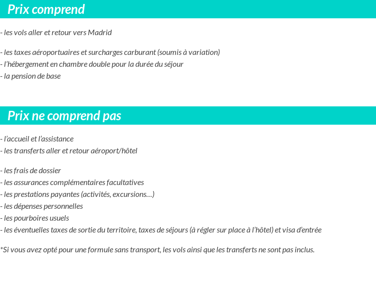 Conditions tarifaires
