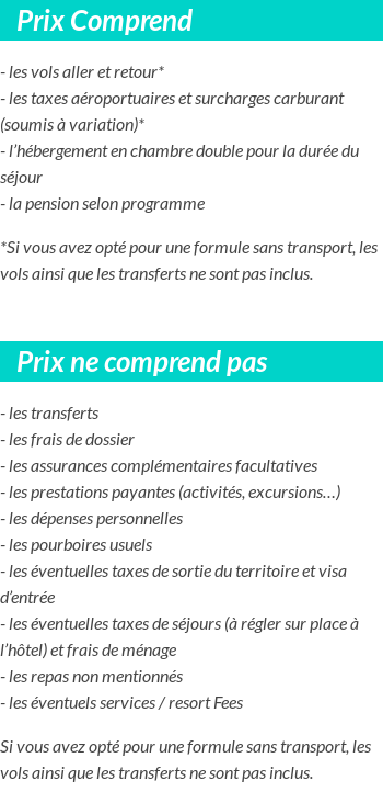 Conditions tarifaires