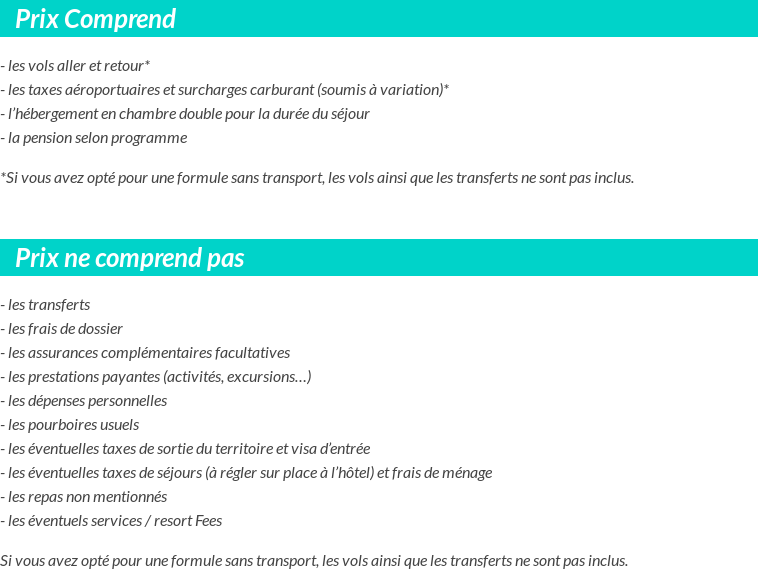 Conditions tarifaires