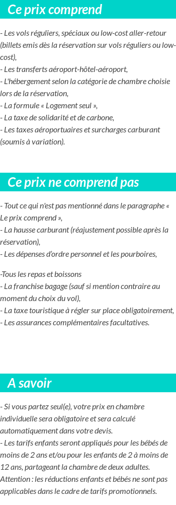 Conditions tarifaires