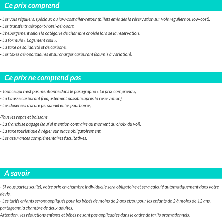 Conditions tarifaires