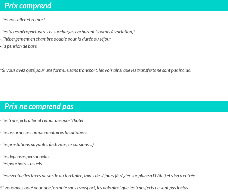 Conditions tarifaires