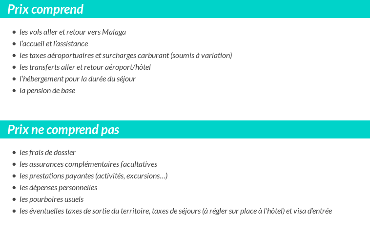 Conditions tarifaires