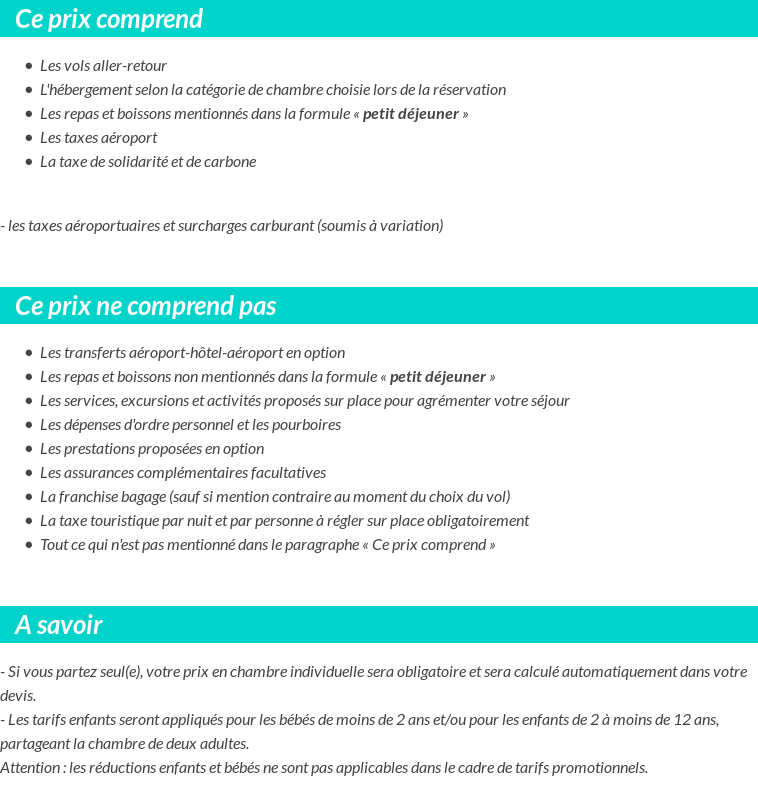 Conditions tarifaires