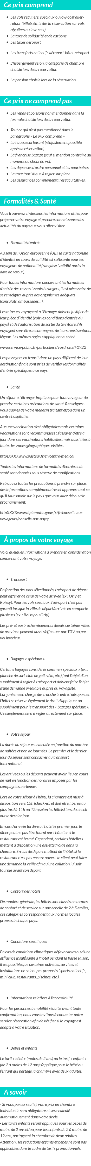 Conditions tarifaires
