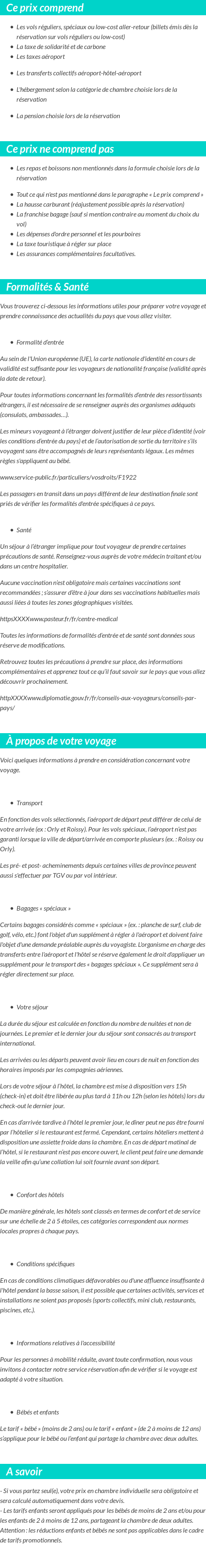 Conditions tarifaires