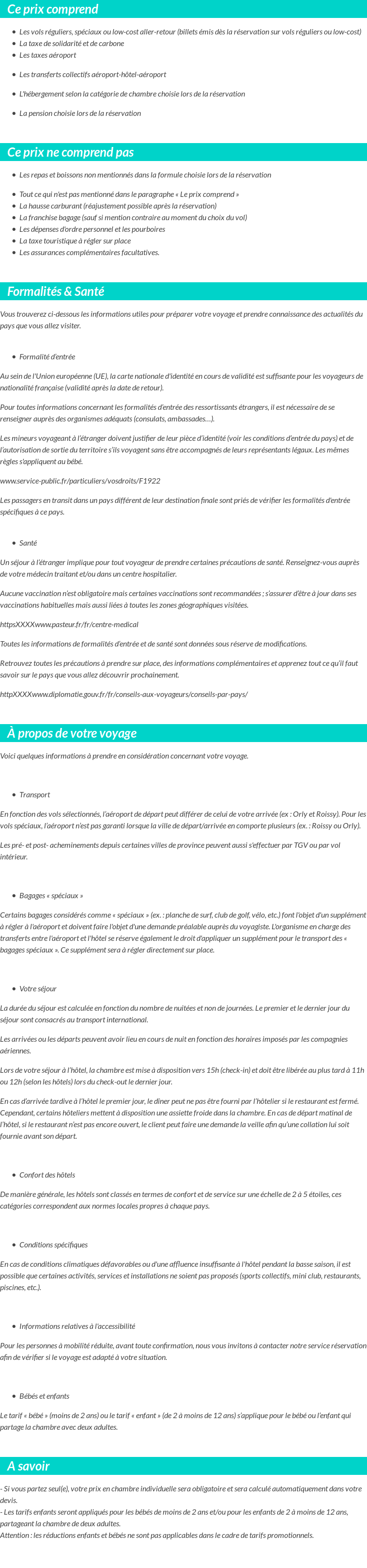 Conditions tarifaires